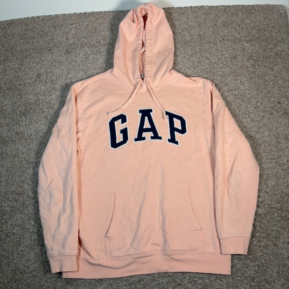 GAP Arch Logo Pullover Hoodie Sweatshirt Mens Large Drawsting‎ Embroidered - Picture 1 of 10